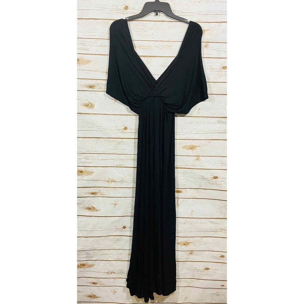 24seven Comfort Apparel Women's Maxi‎ Dress Smocked Waist, Size M, Black